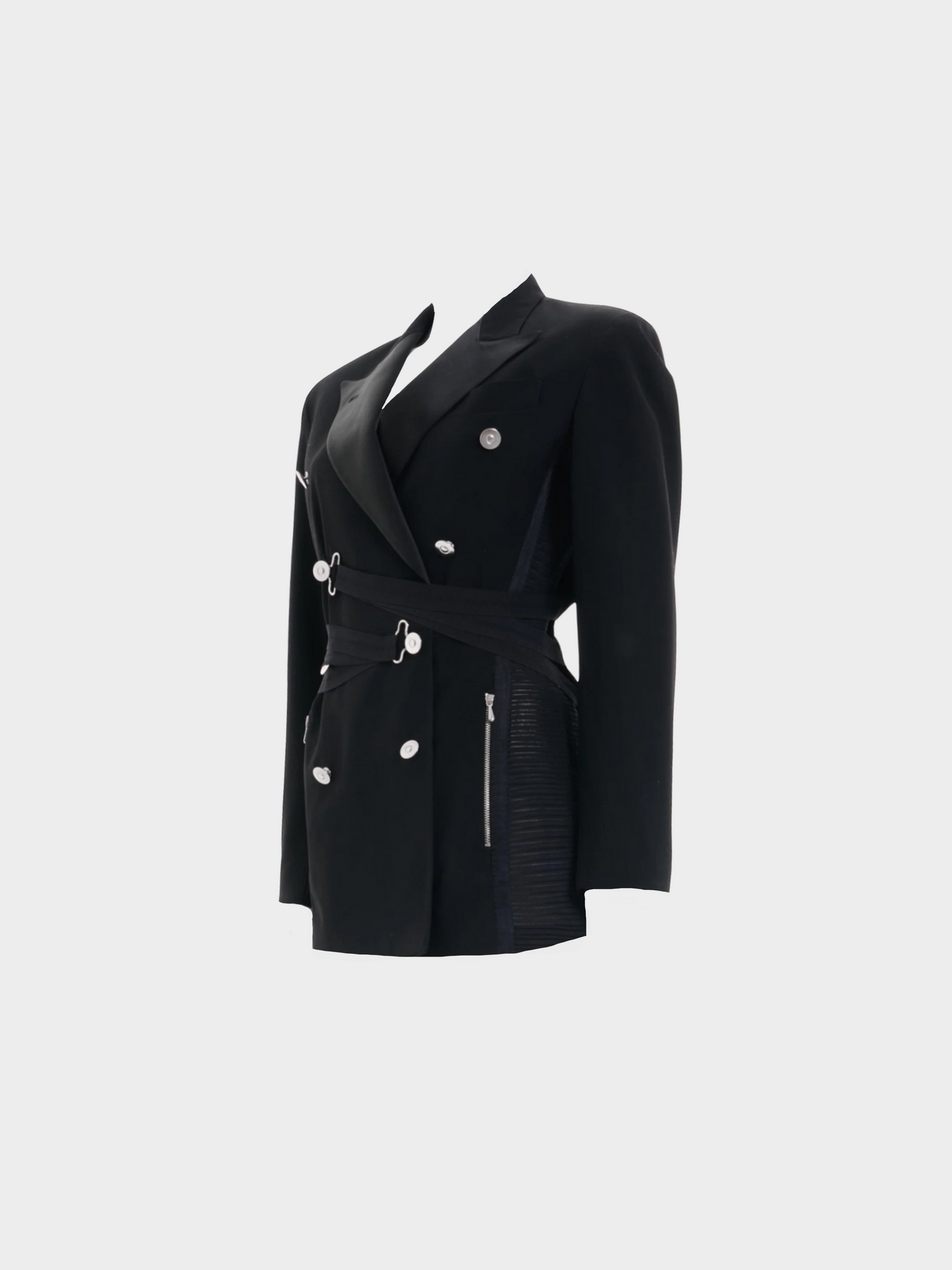 Jean Paul Gaultier SS 1992 Black Wool Double Breasted Bondage Jacket