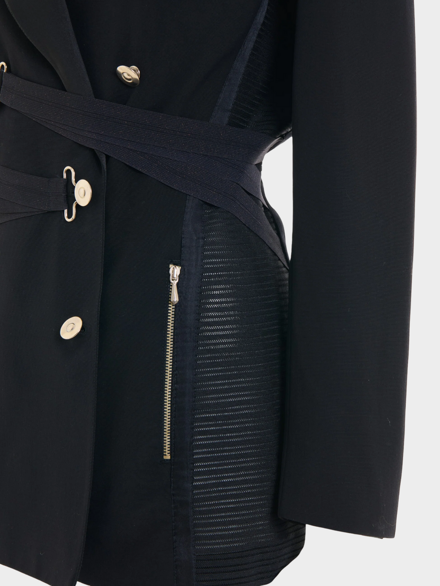 Jean Paul Gaultier SS 1992 Black Wool Double Breasted Bondage Jacket