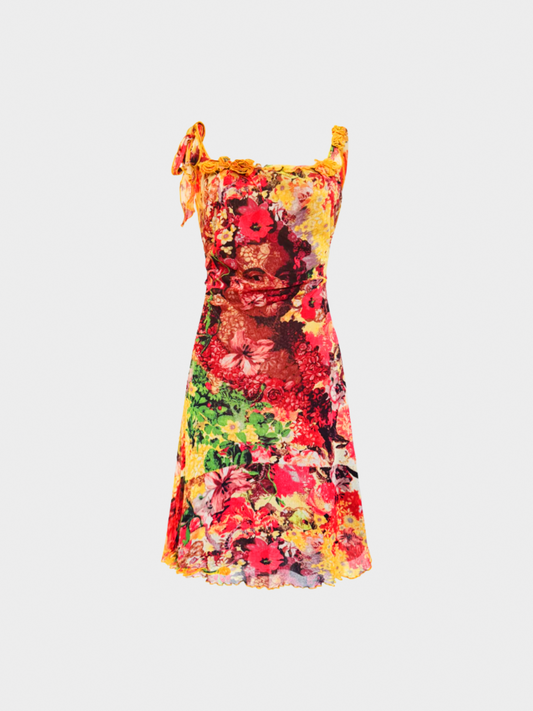 Jean Paul Gaultier SS 1998 Graphic Printed Mesh Dress