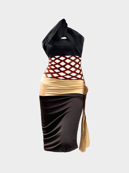 Jean Paul Gaultier 2000s Rare Mesh Tri-Color Dress