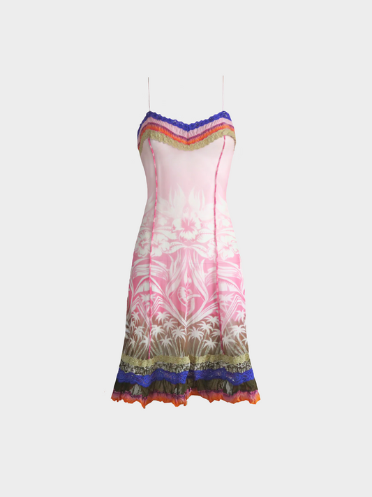 Jean Paul Gaultier 2000s Multicolour Hawaiian Print Mesh Mini Dress