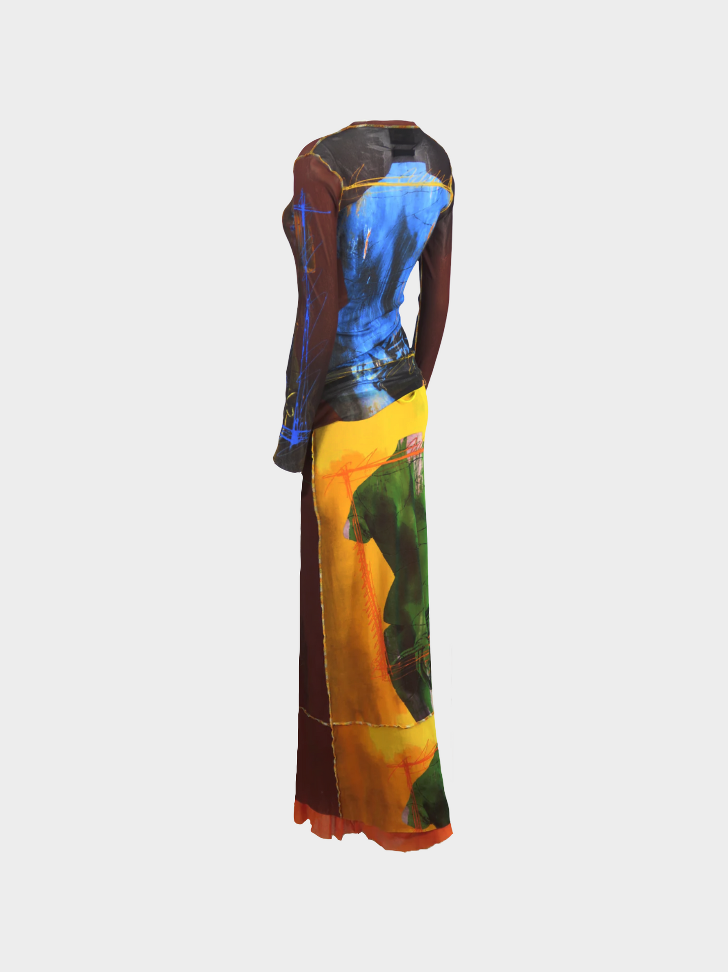 Jean Paul Gaultier SS 1999 Multicoloured "Venus de Milo" Printed Long sleeve top and skirt Set
