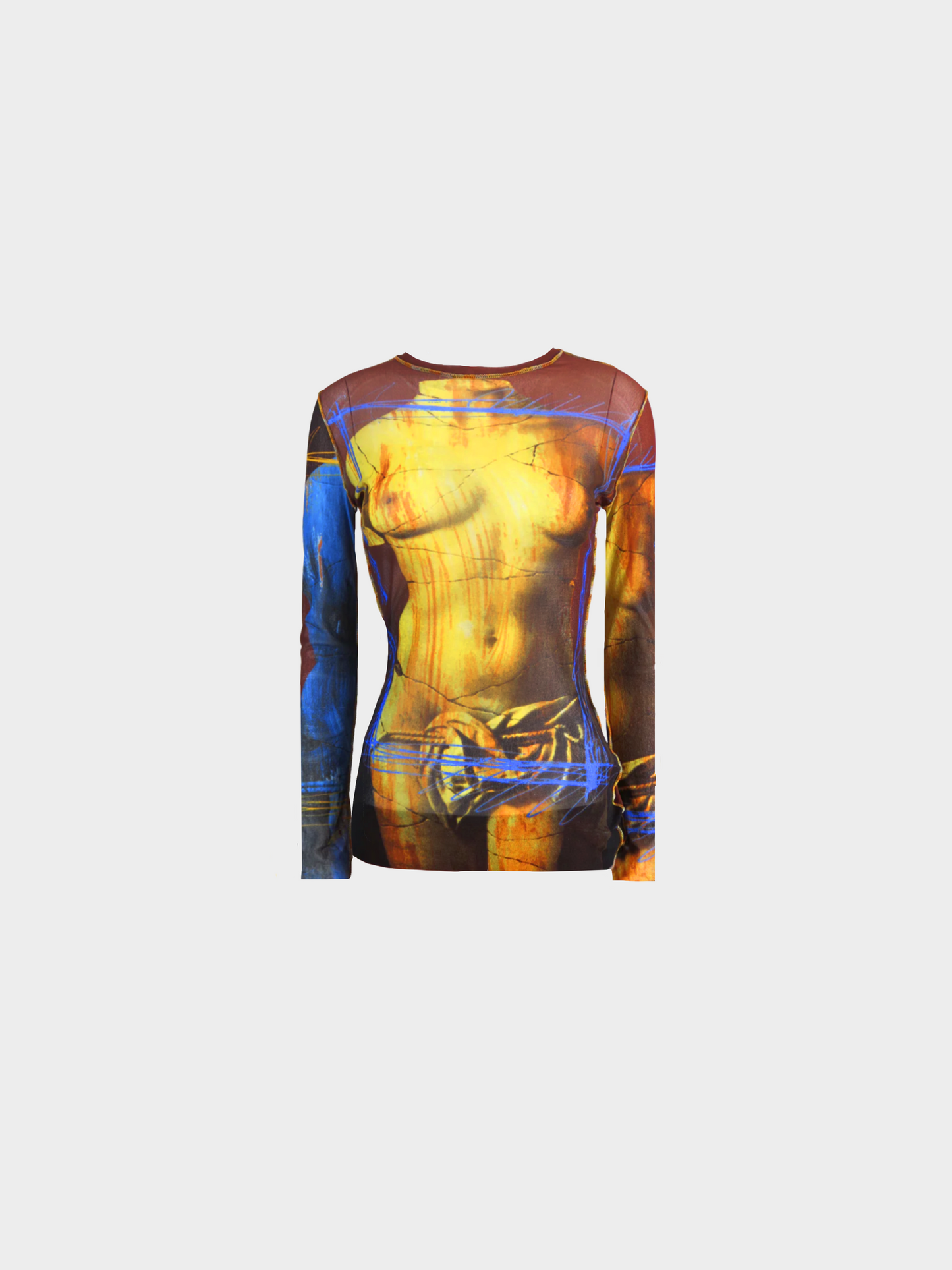Jean Paul Gaultier SS 1999 Multicoloured "Venus de Milo" Printed Long sleeve top and skirt Set
