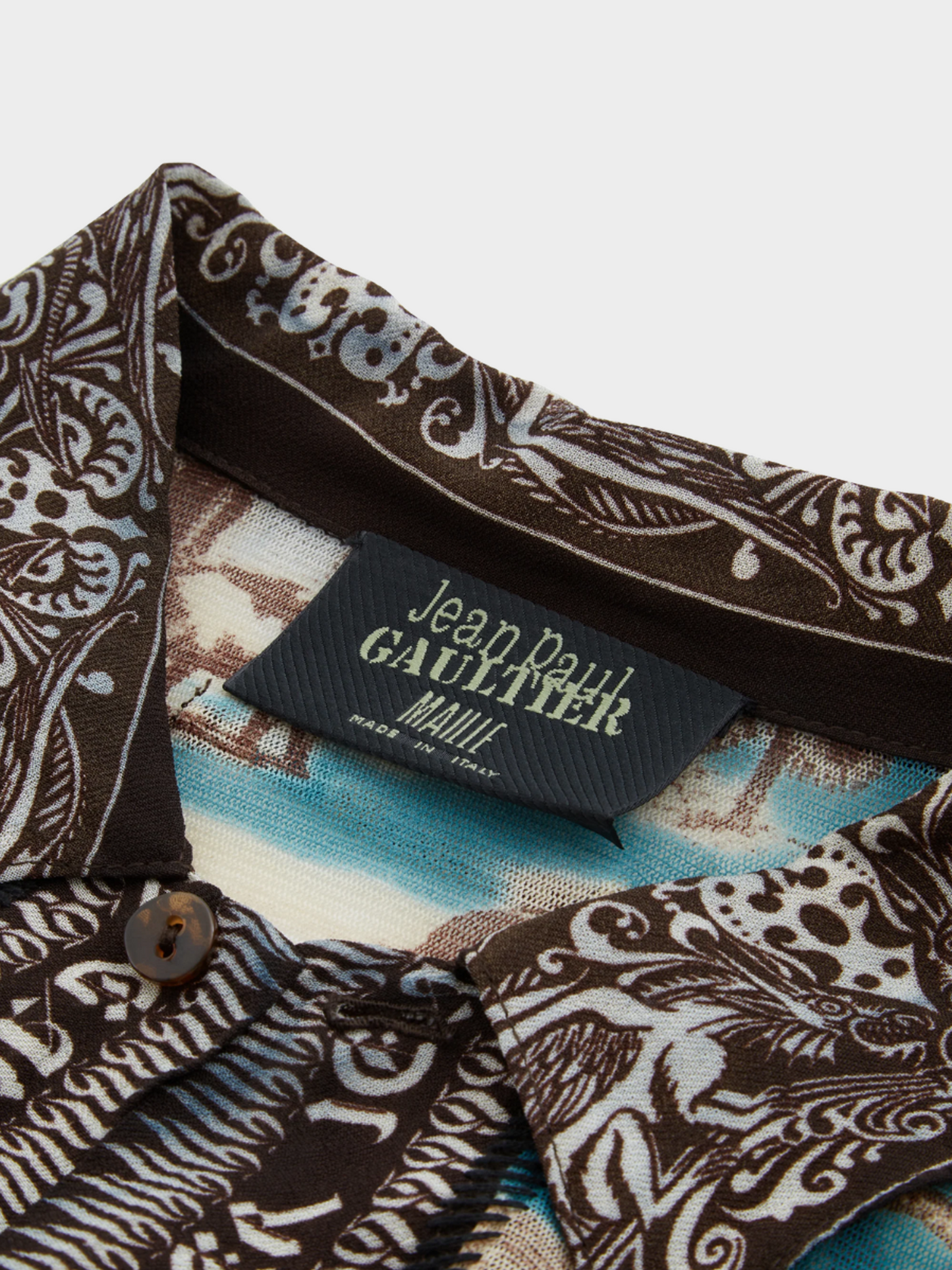 Jean Paul Gaultier SS 1998 Multicolour Cuba Print Mesh Long-Sleeve Shirt