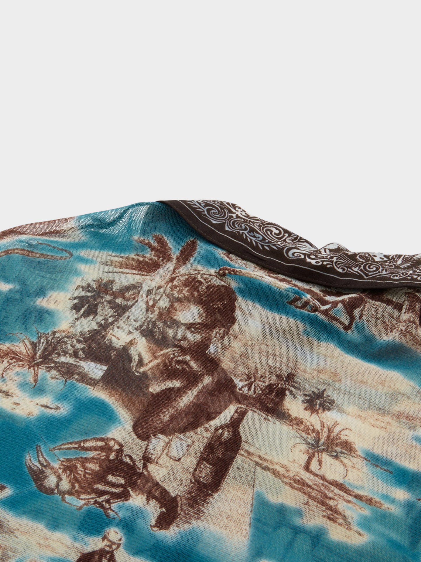 Jean Paul Gaultier SS 1998 Multicolour Cuba Print Mesh Long-Sleeve Shirt
