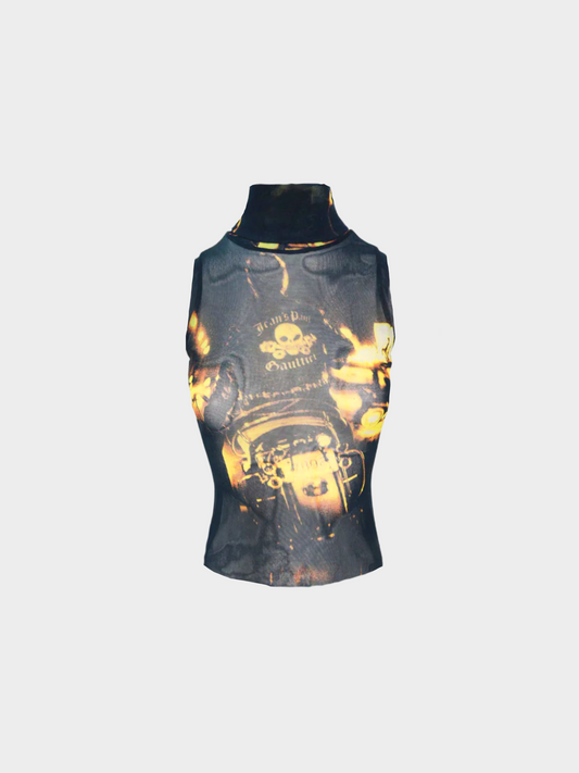 Jean Paul Gaultier 2000s Graphic Printed Turtleneck Tank Top