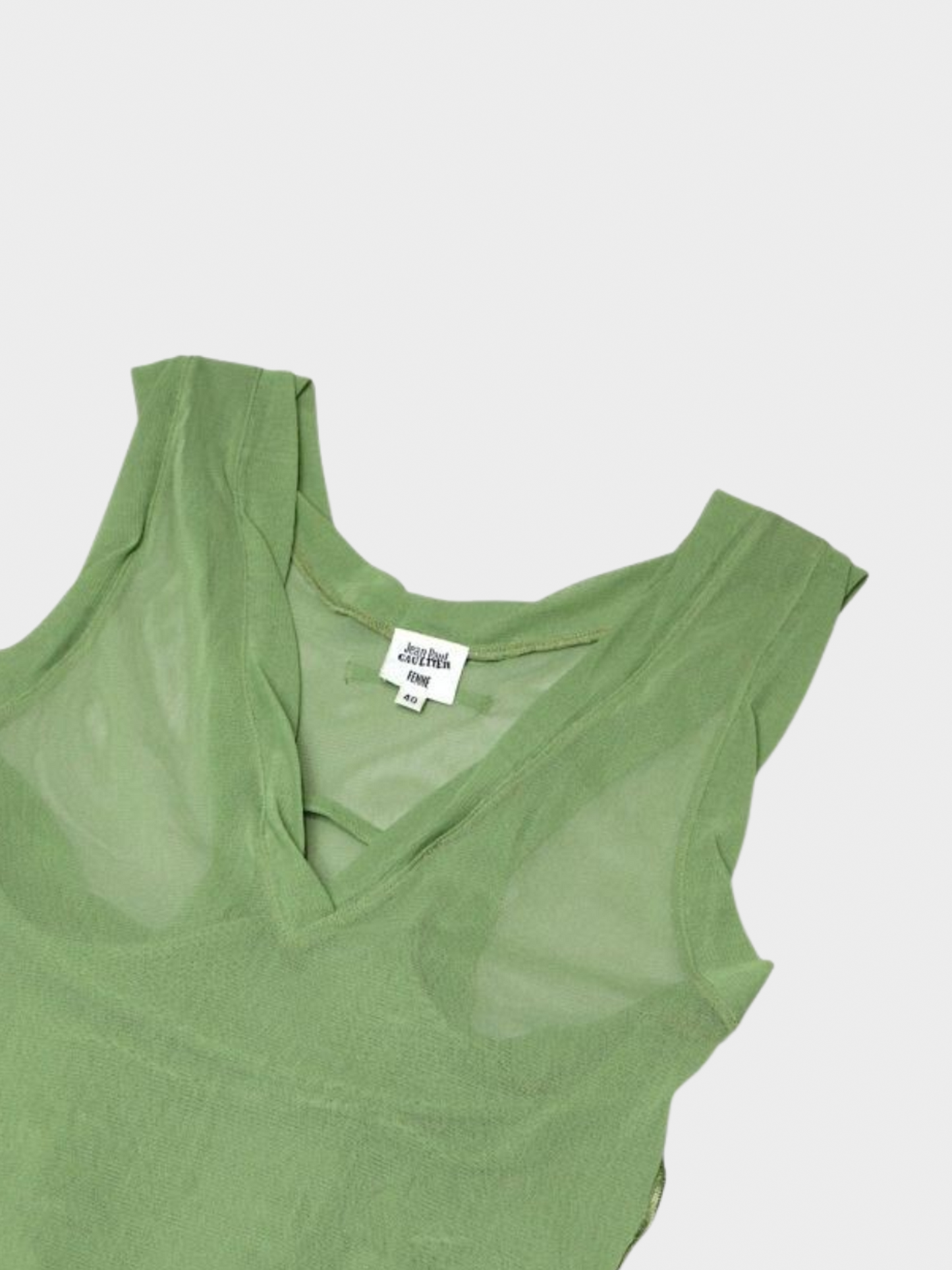 Jean Paul Gaultier 2000s Green Mesh Tie Up Top