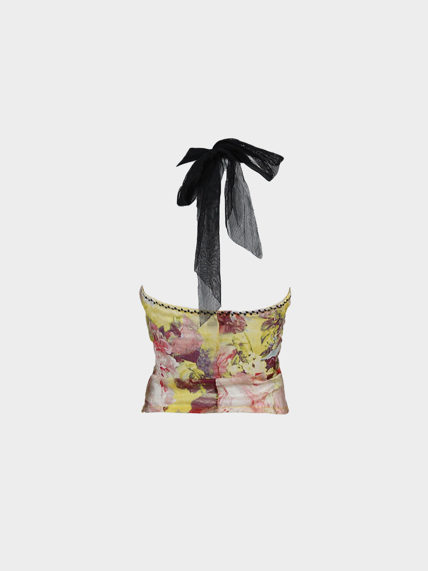 Jean Paul Gaultier 2000s Multicoloured Floral Printed Ruched Halter Top
