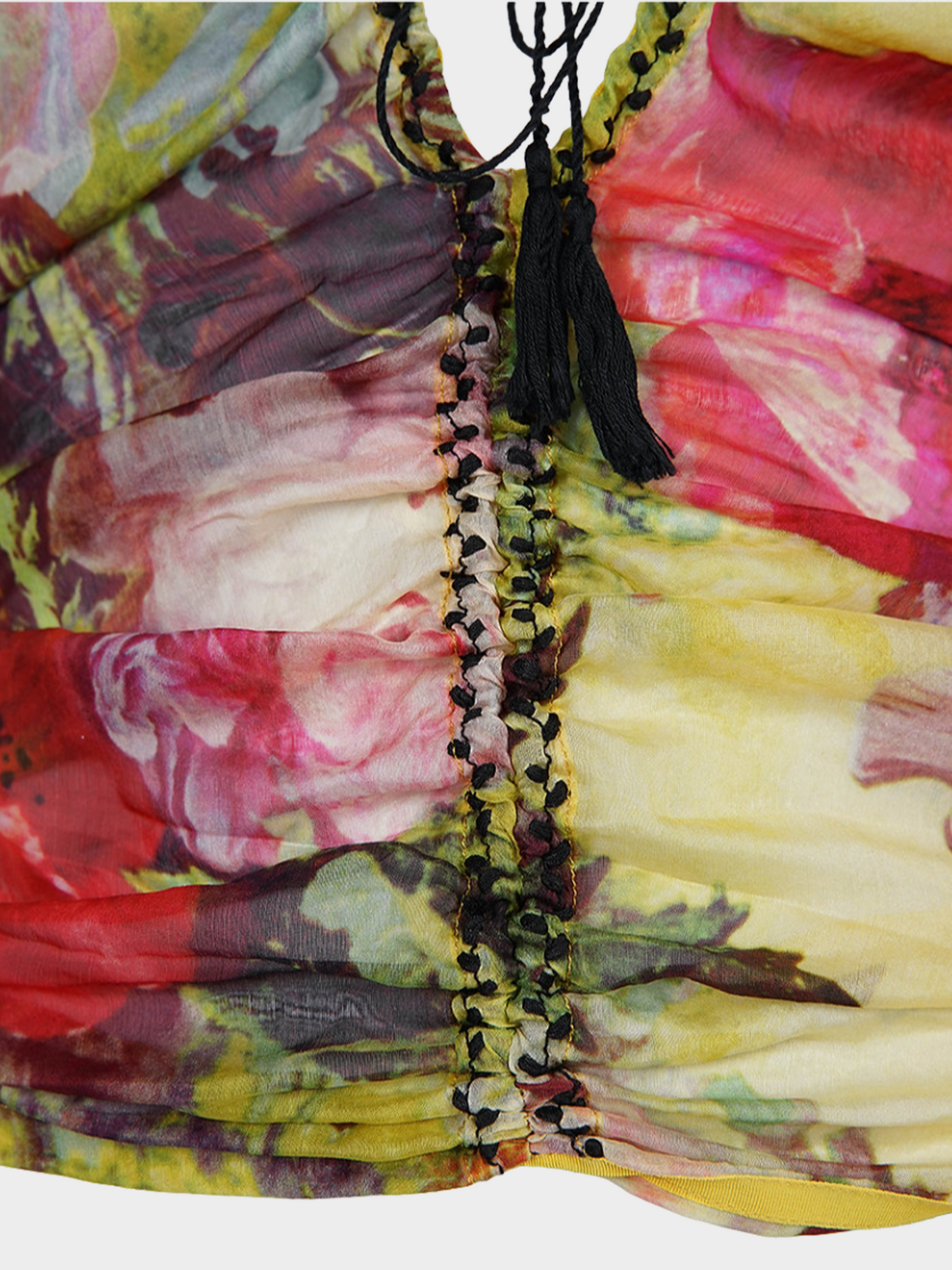 Jean Paul Gaultier 2000s Multicoloured Floral Printed Ruched Halter Top