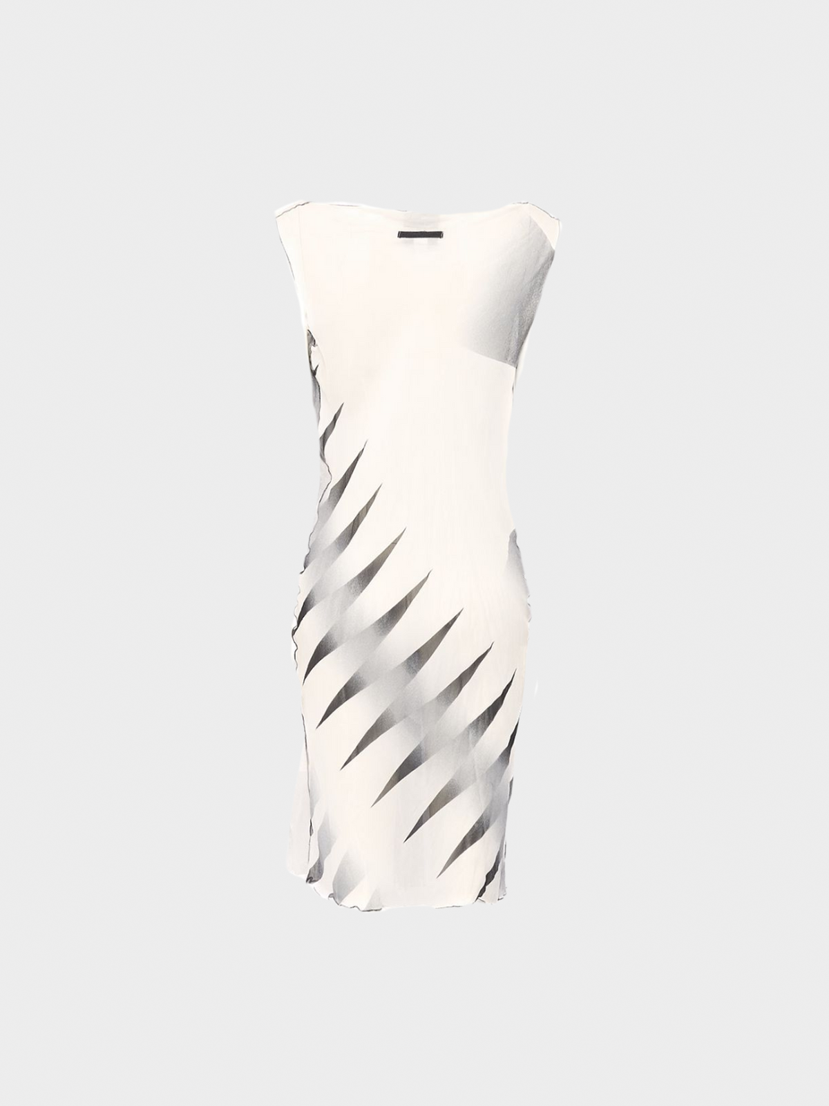 Jean Paul Gaultier SS 2001 Ivory and Gray Printed Sleeveless Midi Dress