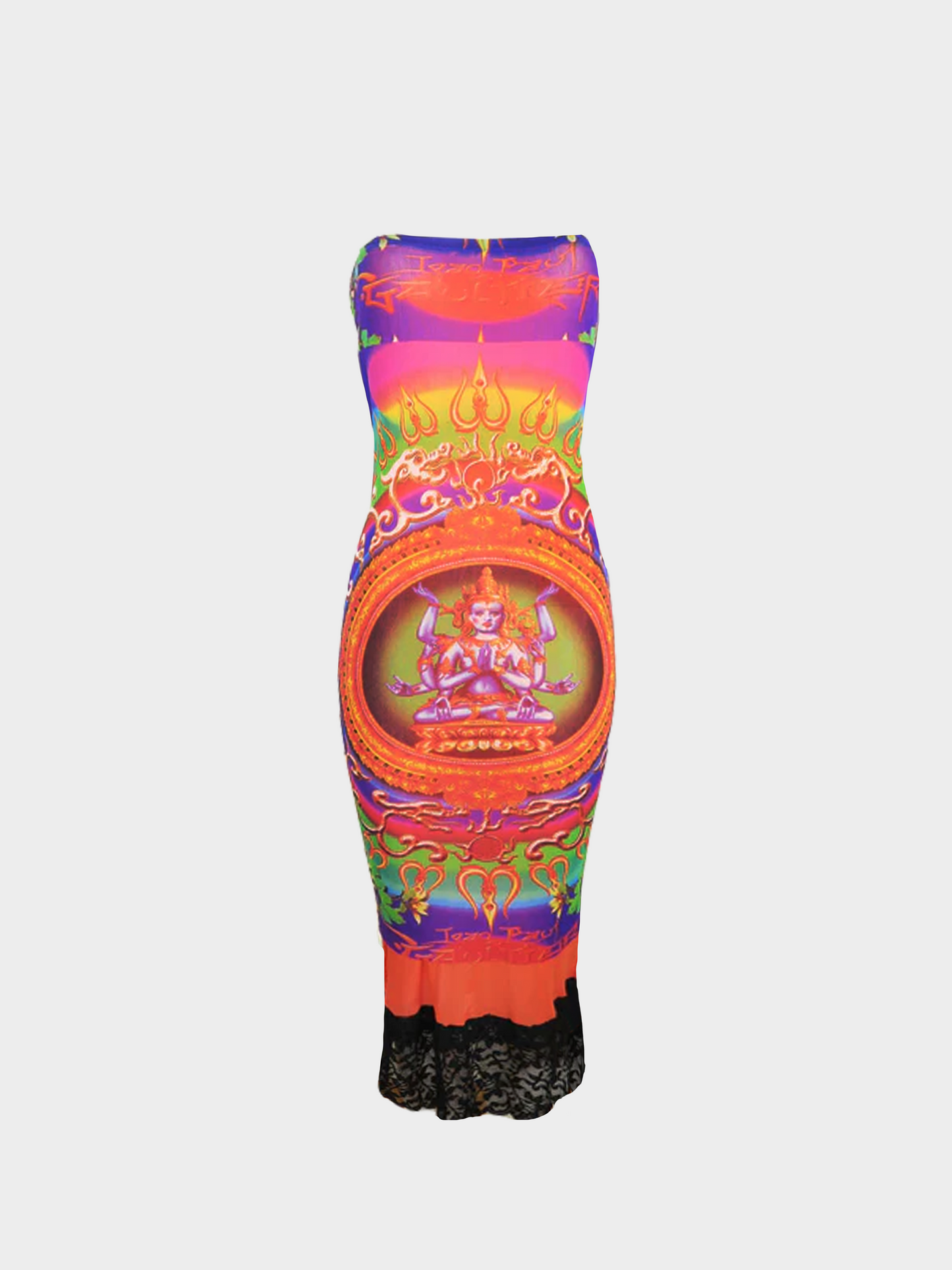 Jean Paul Gaultier SS 1997 Multicolour "Hindu God Shive" Printed Maxi Skirt