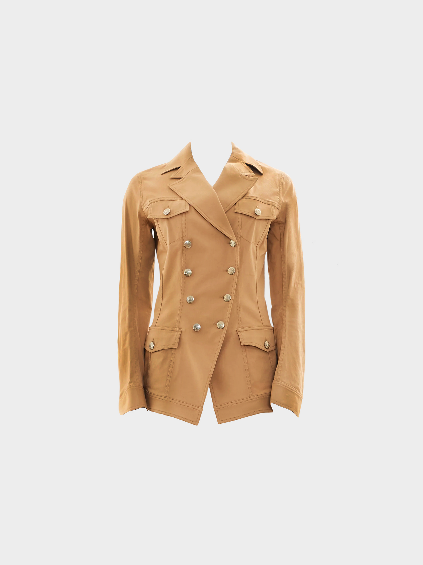 John Galliano SS 2005 Double Breasted Napoleon Beige Jacket