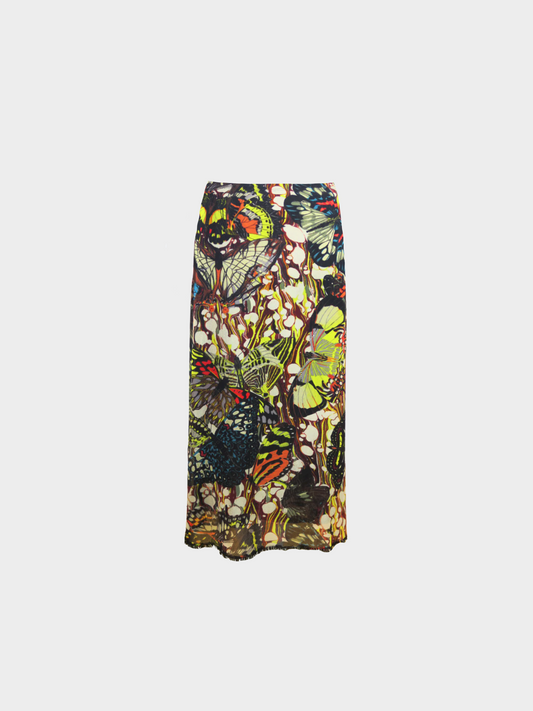 Jean Paul Gaultier SS 2003 Multicoloured "Butterfly" Printed Midi Skirt