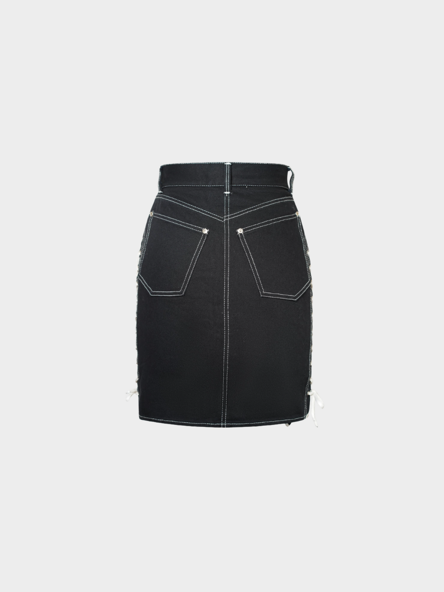 Jean Paul Gaultier SS 1992 Junior Gaultier Black Lace-Up Denim Skirt
