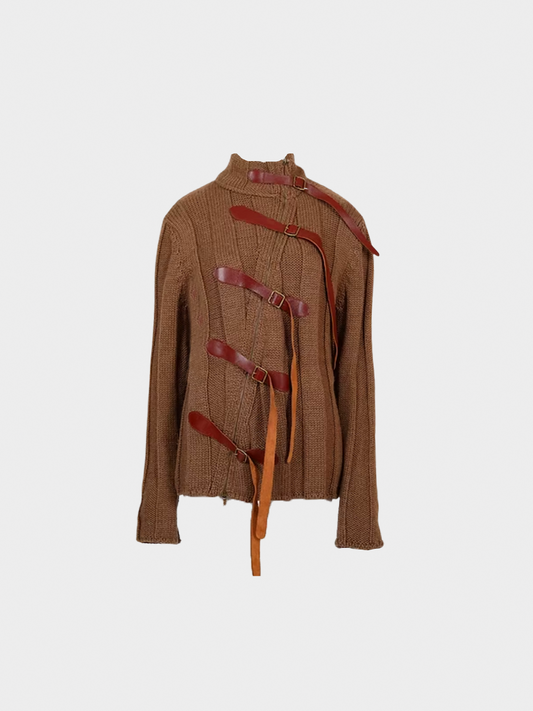 Jean Paul Gaultier Homme 2000s Brown Belted Knit Jacket