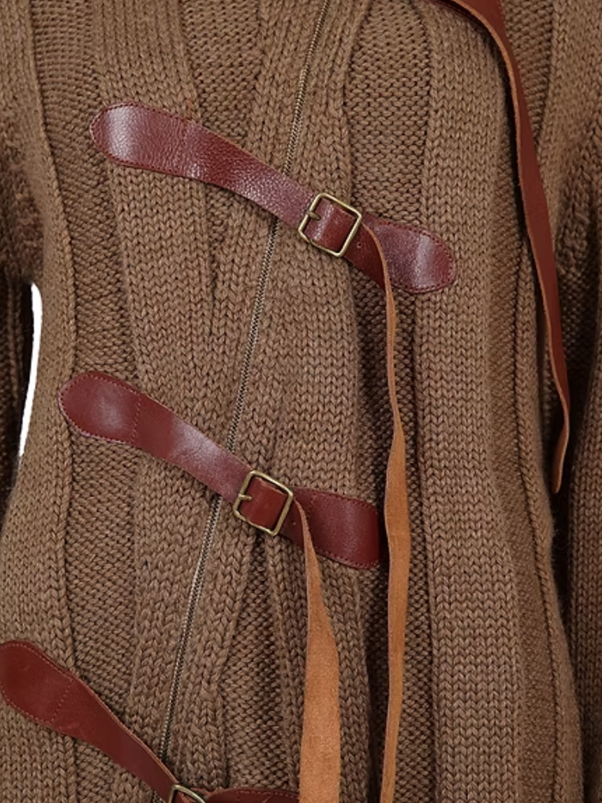 Jean Paul Gaultier Homme 2000s Brown Belted Knit Jacket