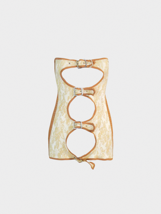 Jean Paul Gaultier 1990s Beige Cutout Tube Top