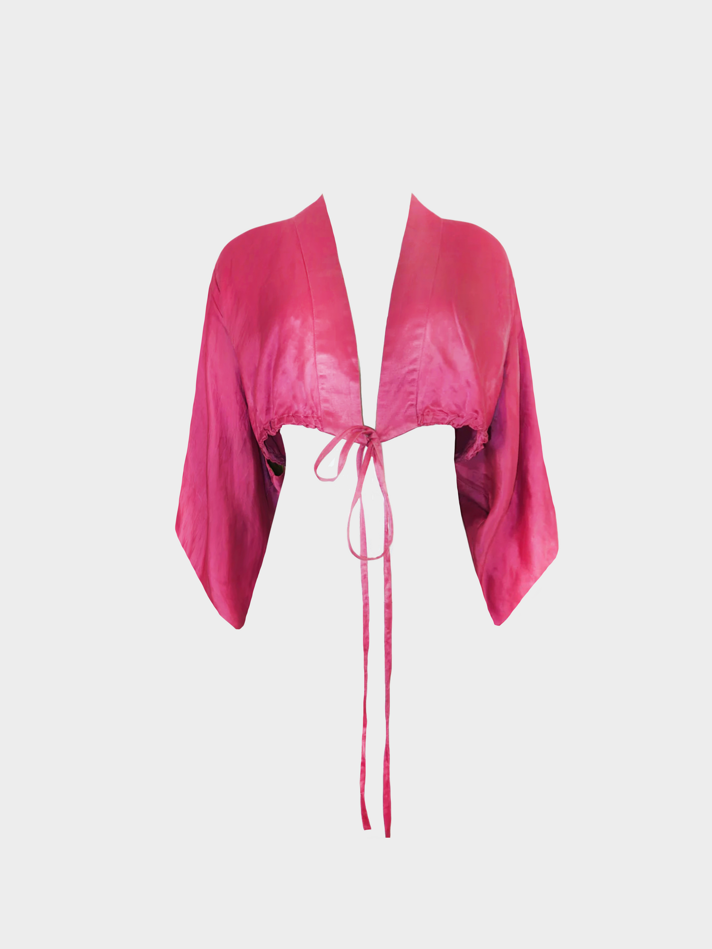 Jean Paul Gaultier 1990s Pink Linen Blend Kimono Tie-up Cropped Top