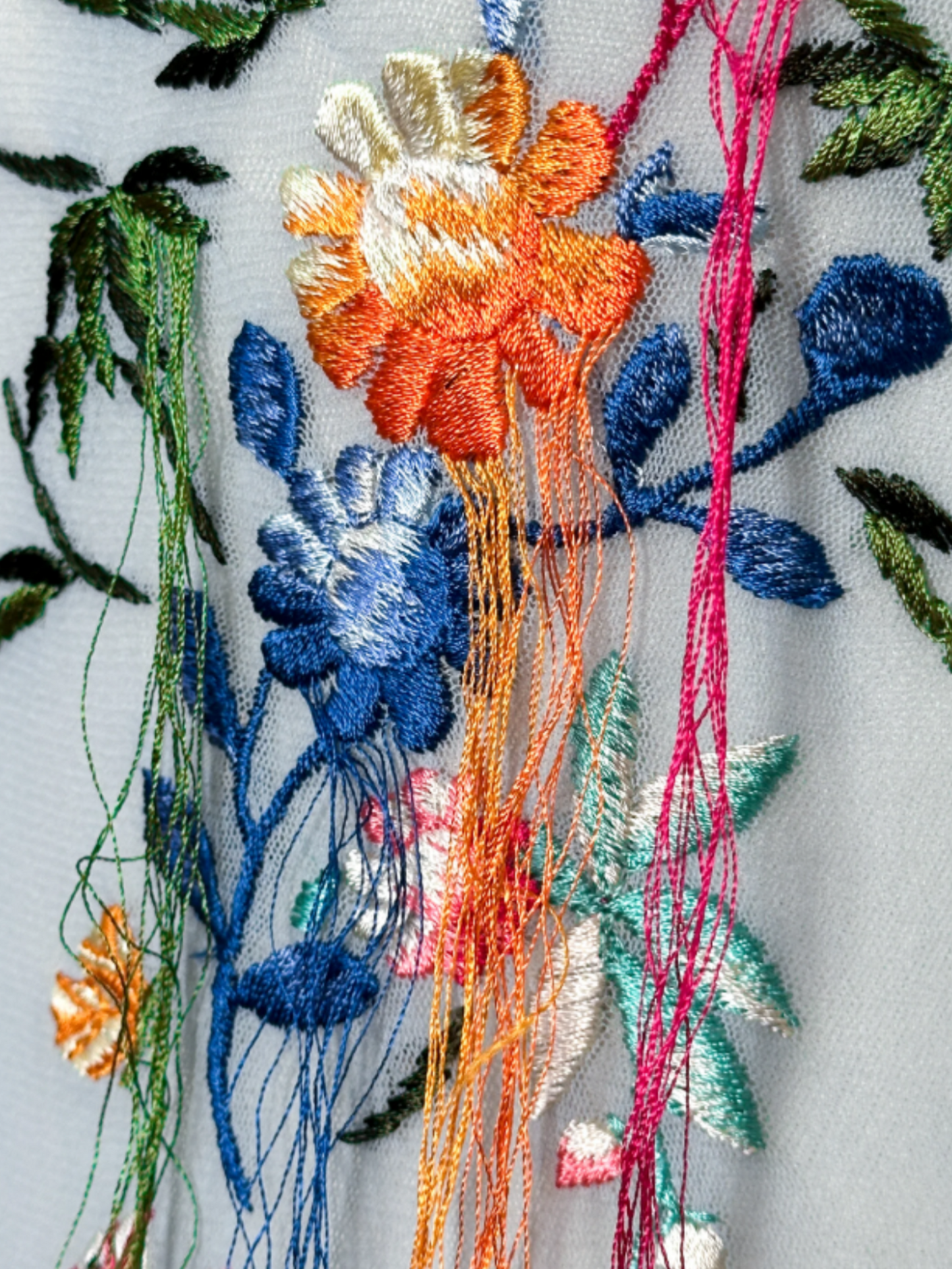 Jean Paul Gaultier 2000s Blue Embroidered Flower Tank Top