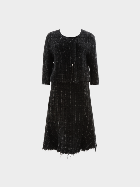 Comme des Garçons by Junya Watanabe FW 2003 Black Tweed Jacket and Midi Skirt Set