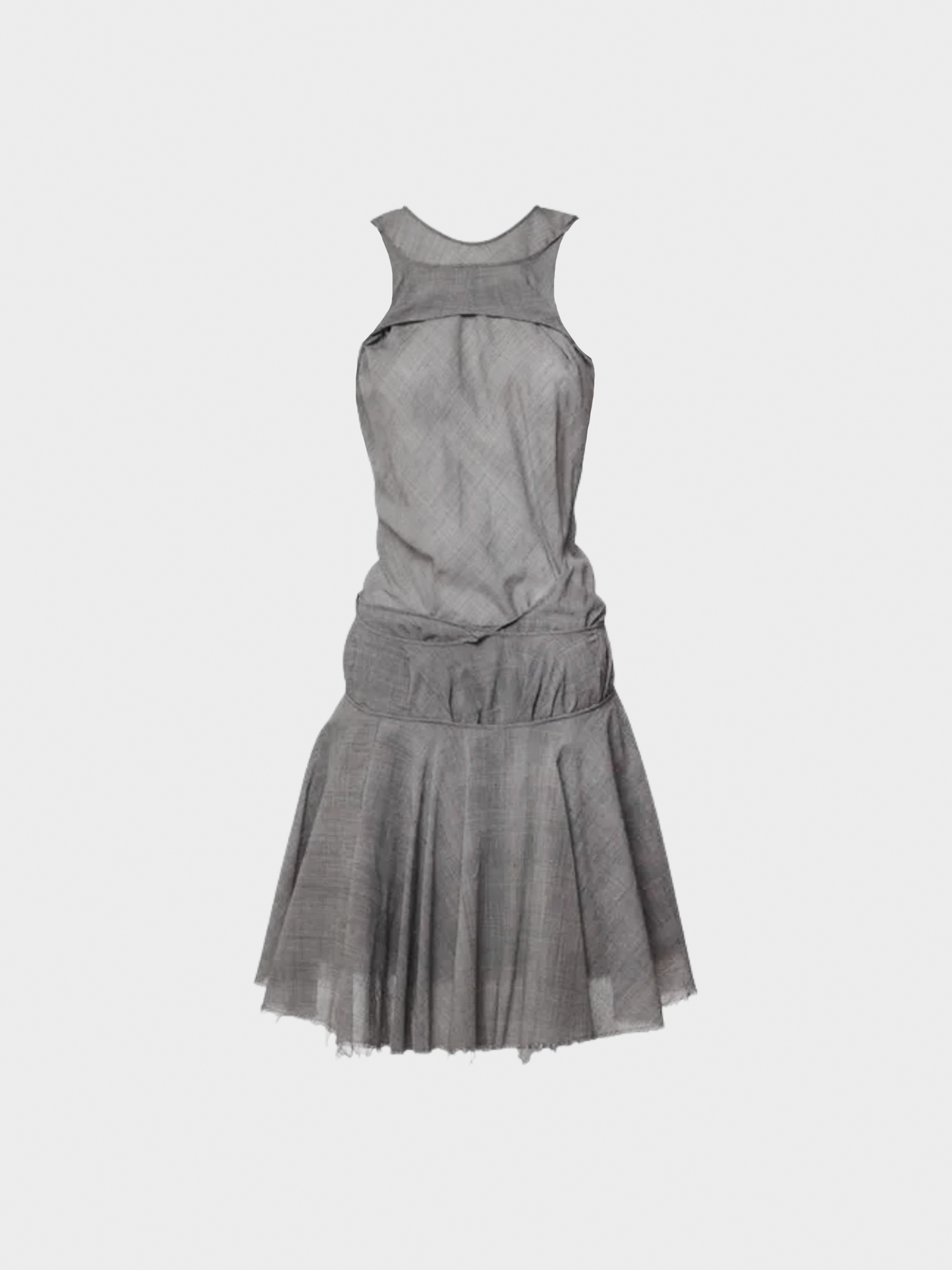 Comme des Garçons by Junya Watanabe 2000s Grey Sculpted Cutout Plaid Skater Skirt Dress