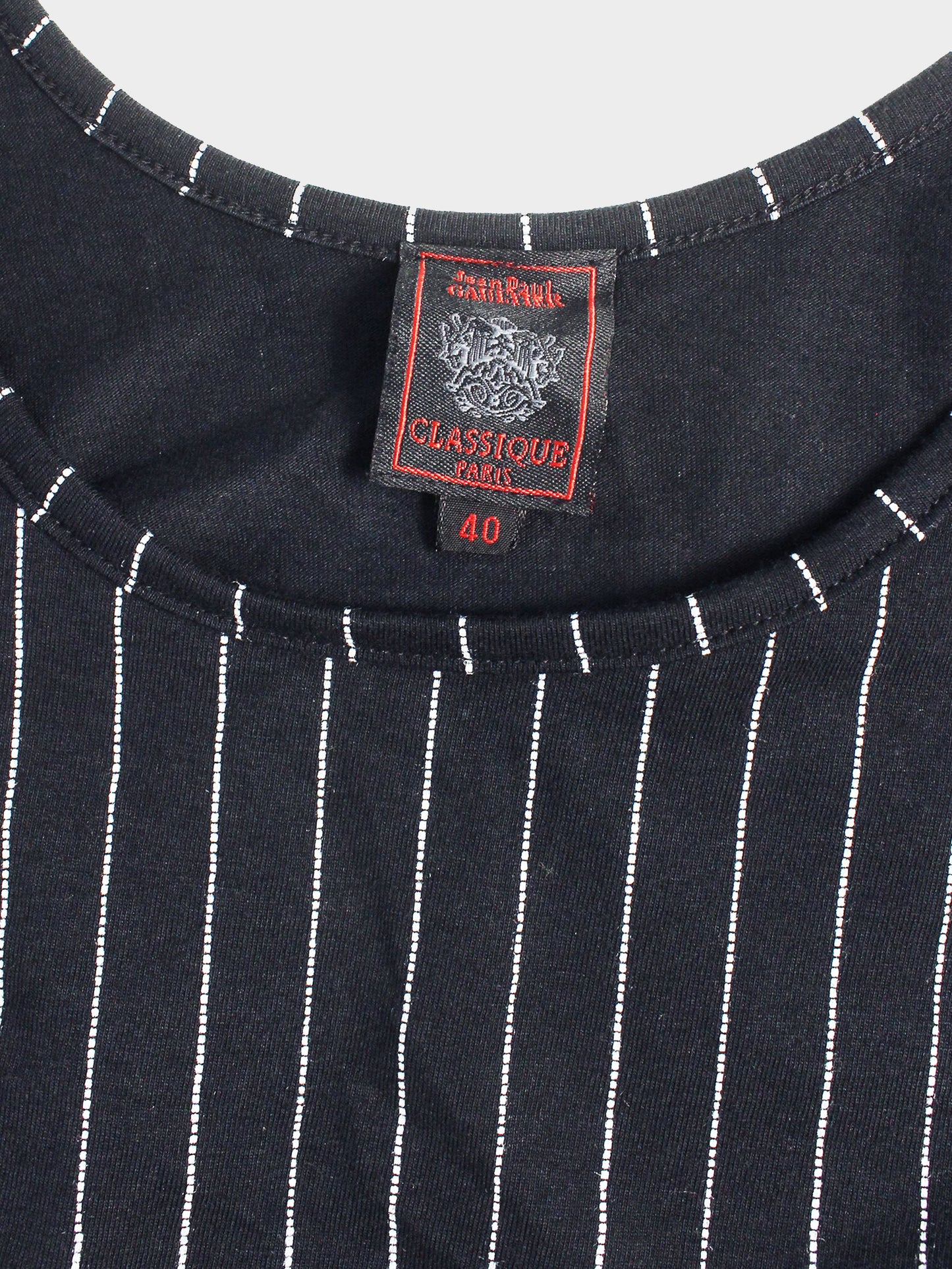 Jean Paul Gaultier 1990s CLASSIQUE Navy Pinstriped Sleeveless Dress