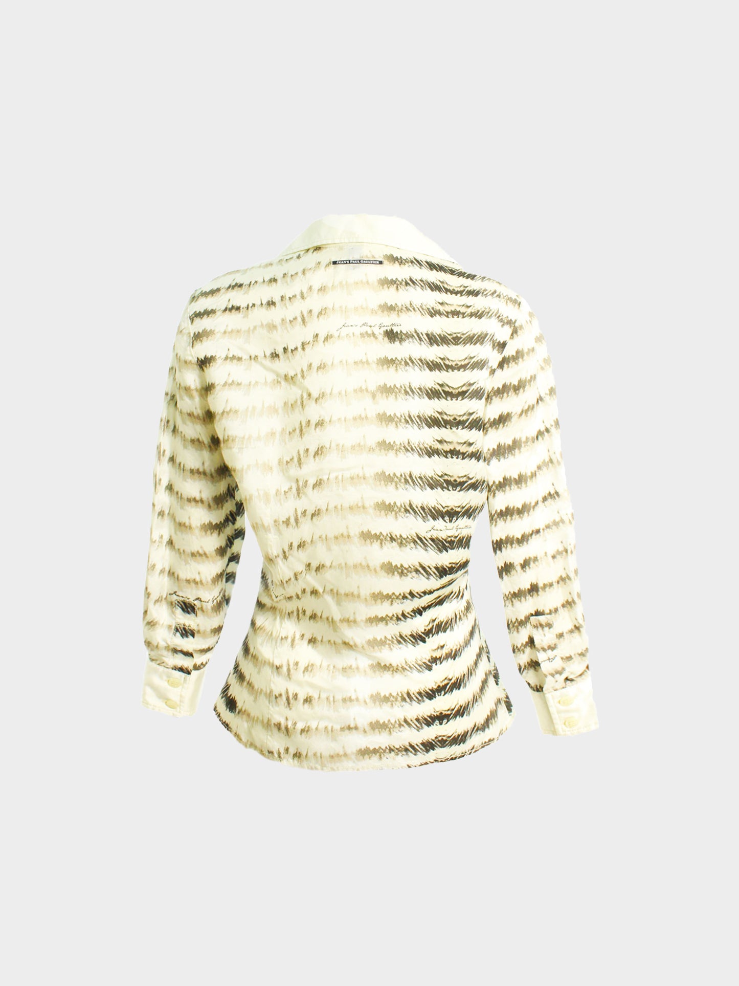 Jean Paul Gaultier 1990s Mesh Striped Long-sleeved Top