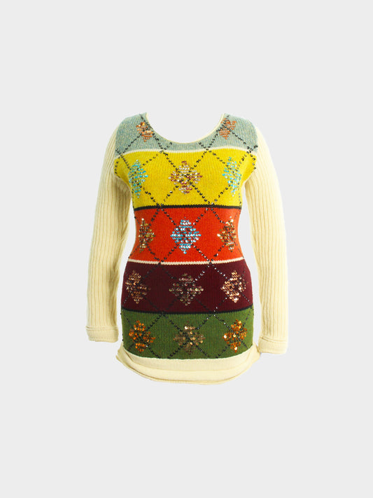 Jean Paul Gaultier 1990s MAILLE Sequined Knitted Sweater