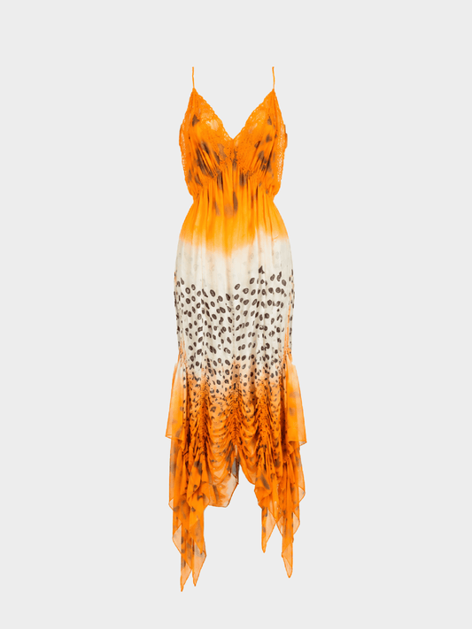 Jean Paul Gaultier 2000s Orange Chiffon Silk Dress