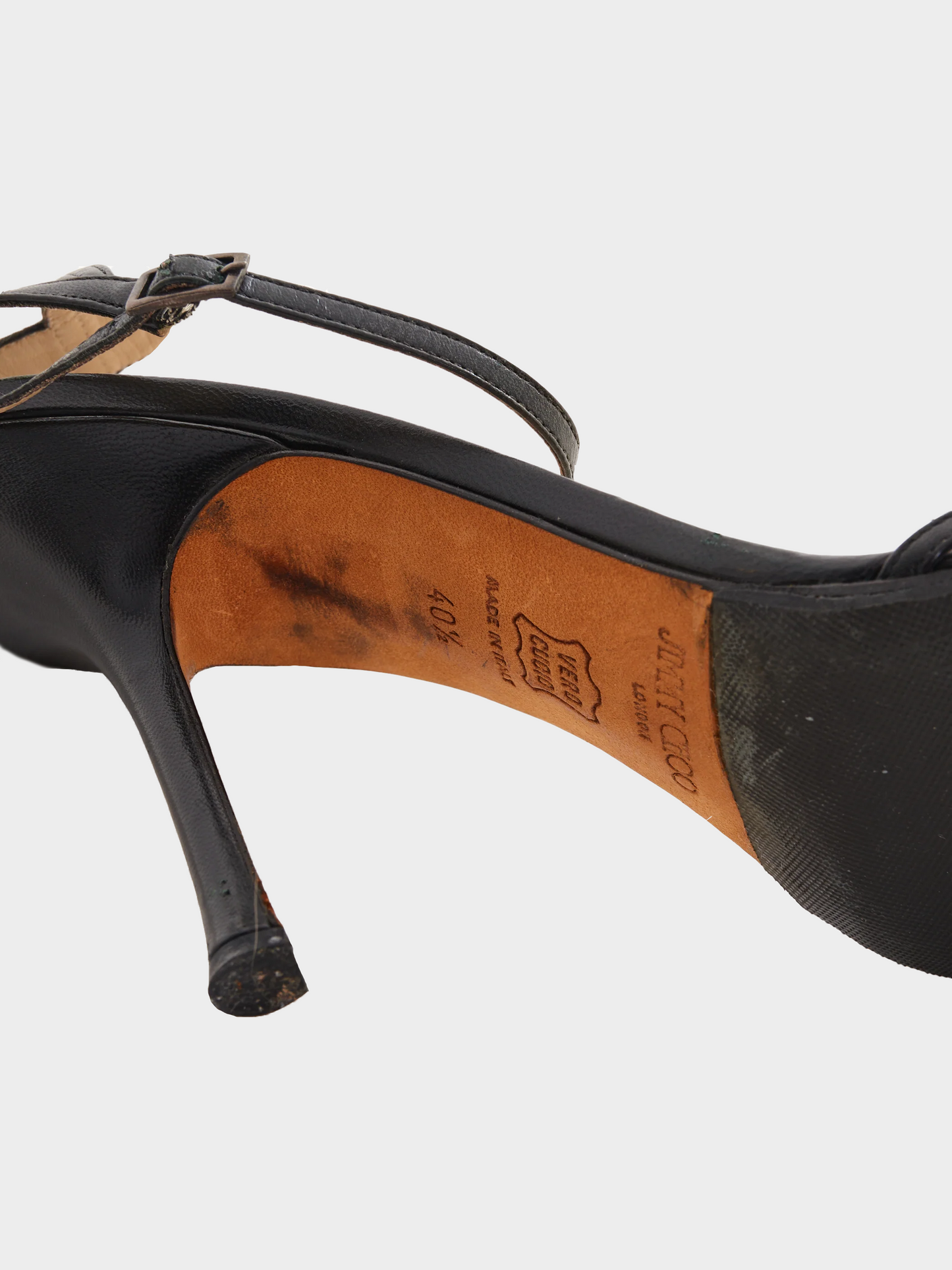 Jimmy Choo 2000s Black Leather Ankle Strap Sandals
