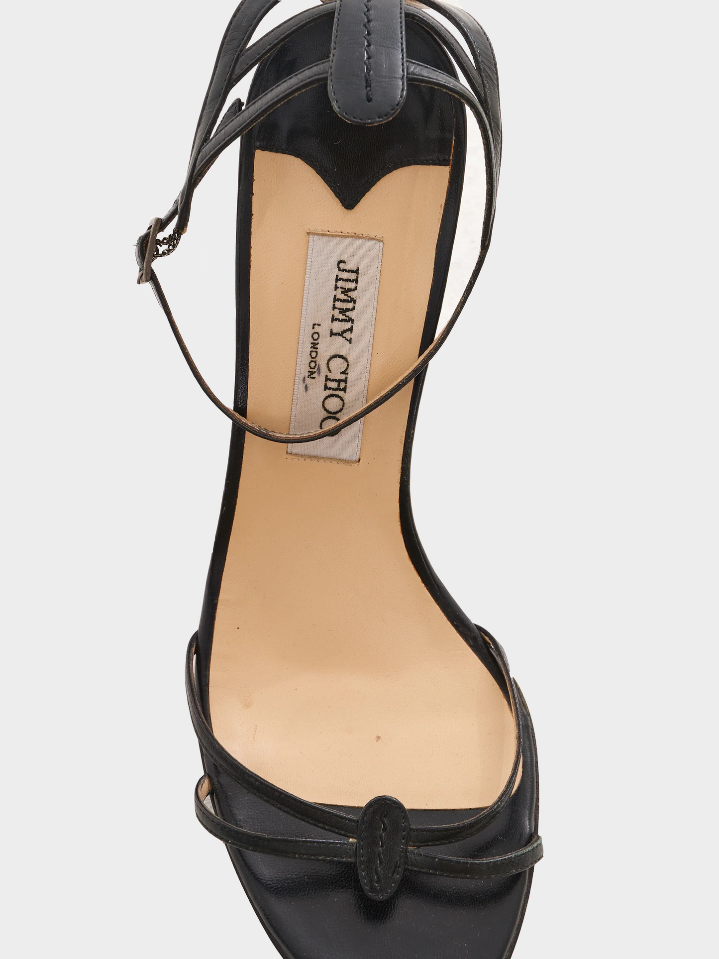 Jimmy Choo 2000s Black Leather Ankle Strap Sandals