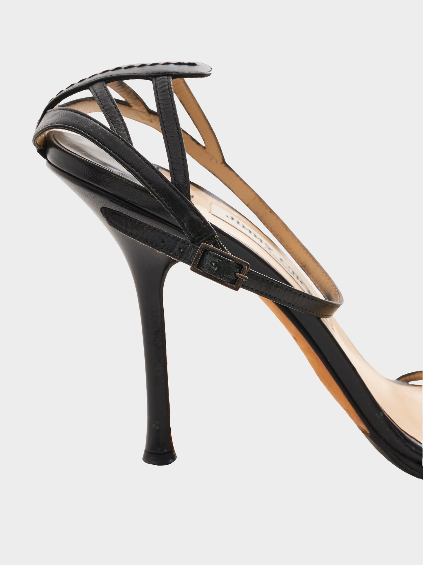 Jimmy Choo 2000s Black Leather Ankle Strap Sandals