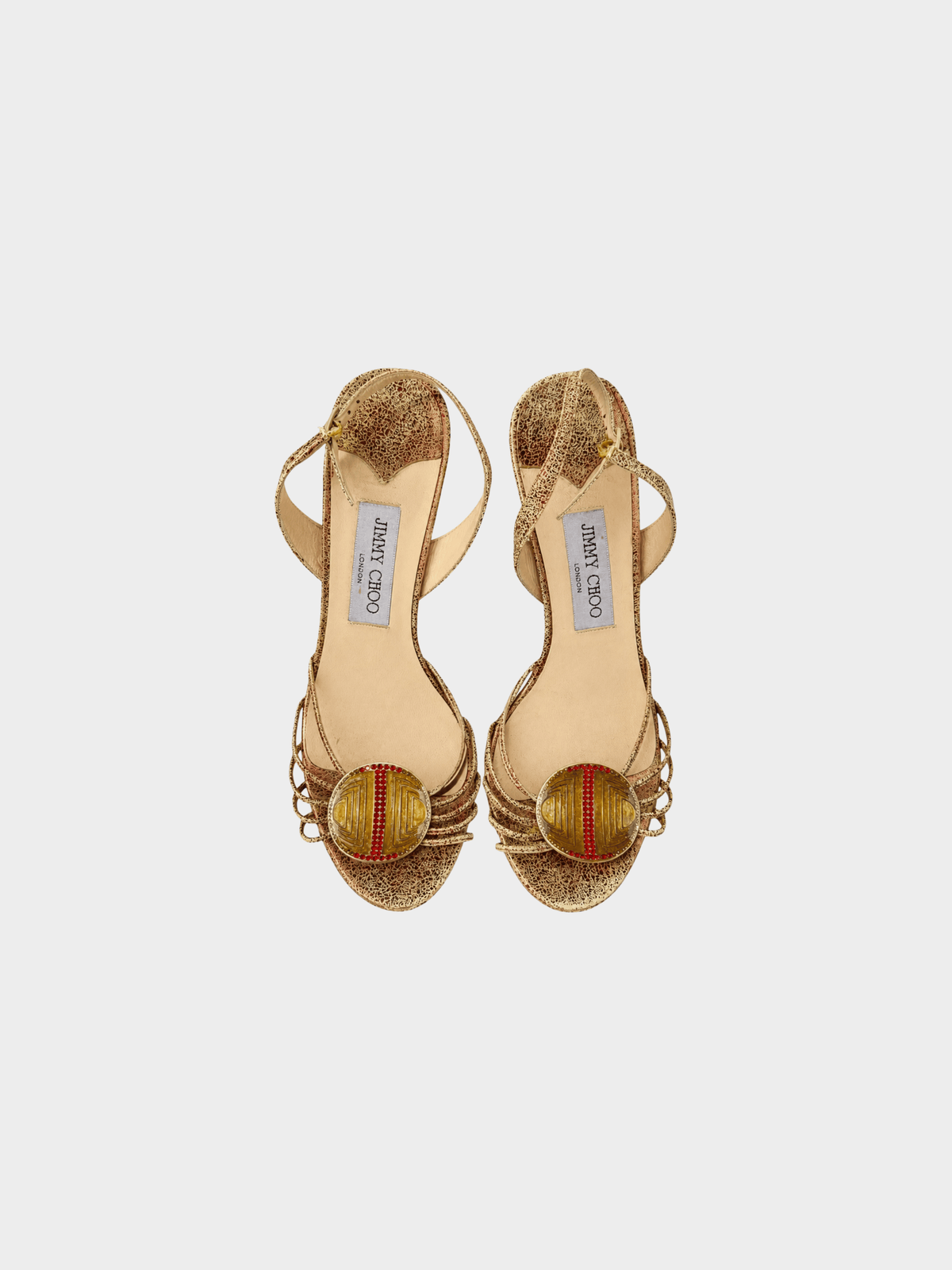 Jimmy Choo 2000s Gold Embellished Sandals