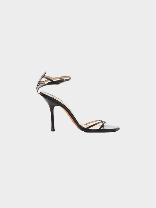 Jimmy Choo 2000s Black Leather Ankle Strap Sandals