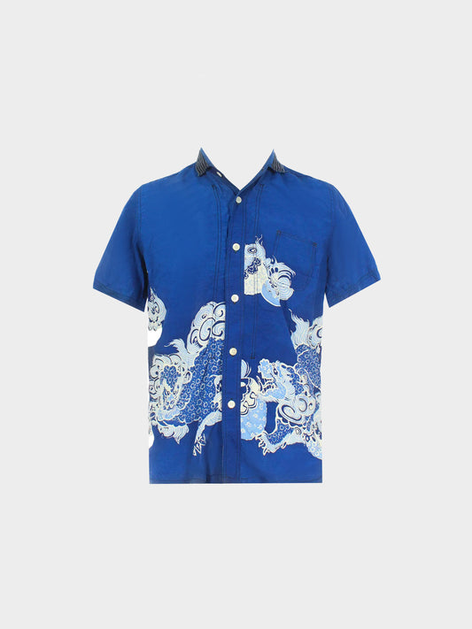 Junya Watanabe SS 2015 Blue Botton Down Wave Top