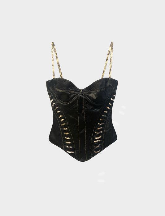 Roberto Cavalli 2000s Satin Python Bustier Top