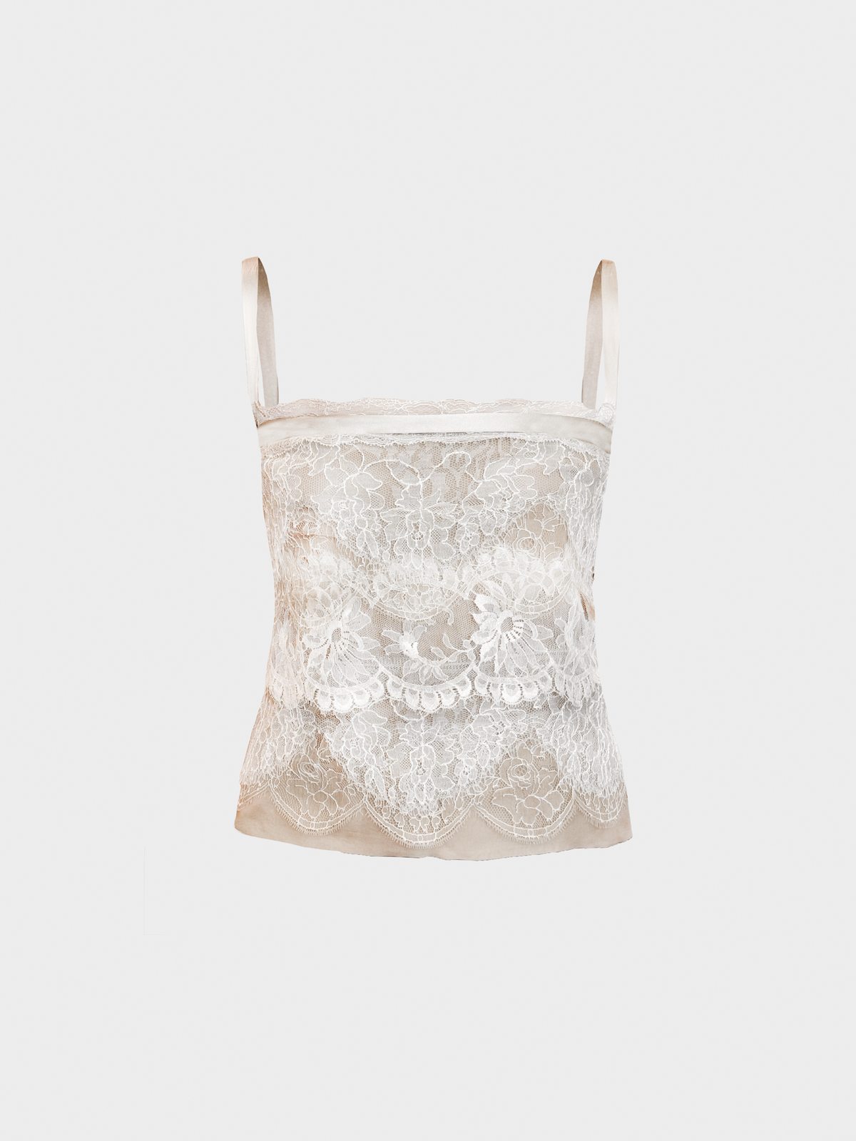 Dolce and Gabbana 2000s Light Beige Lace Cami Top