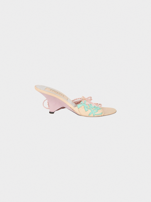 Christian Lacroix 2000s Floral Kitten Heels