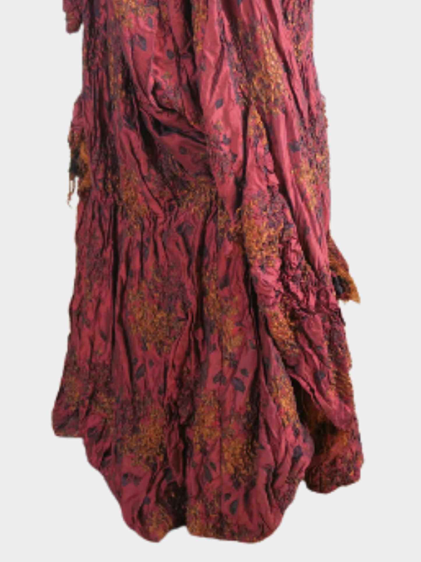 Christian Lacroix FW 2002 Red Tapestry Design with Ostrich Feather Gown