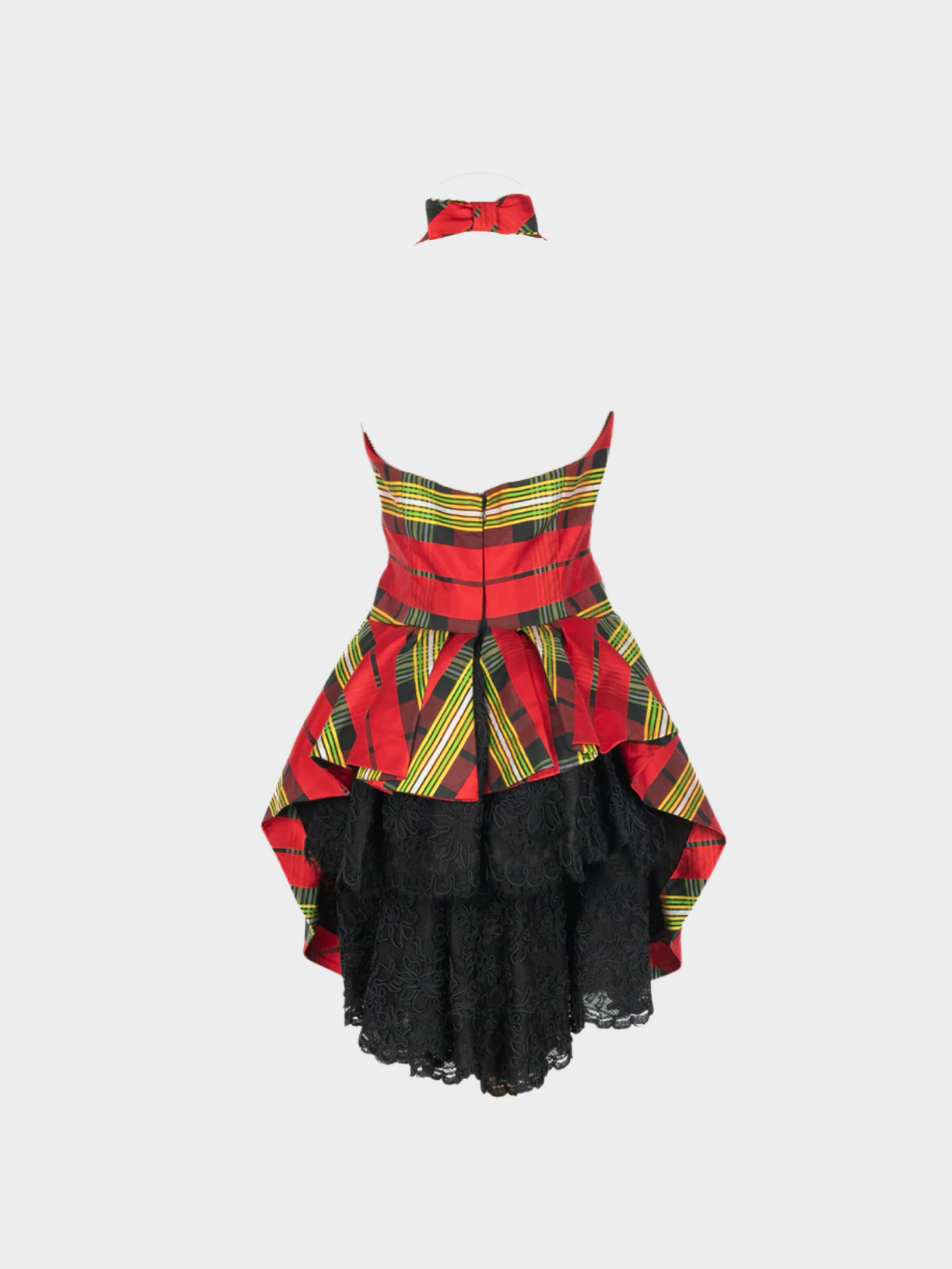 Christian Lacroix 1993 Red Plaid Midi Dress