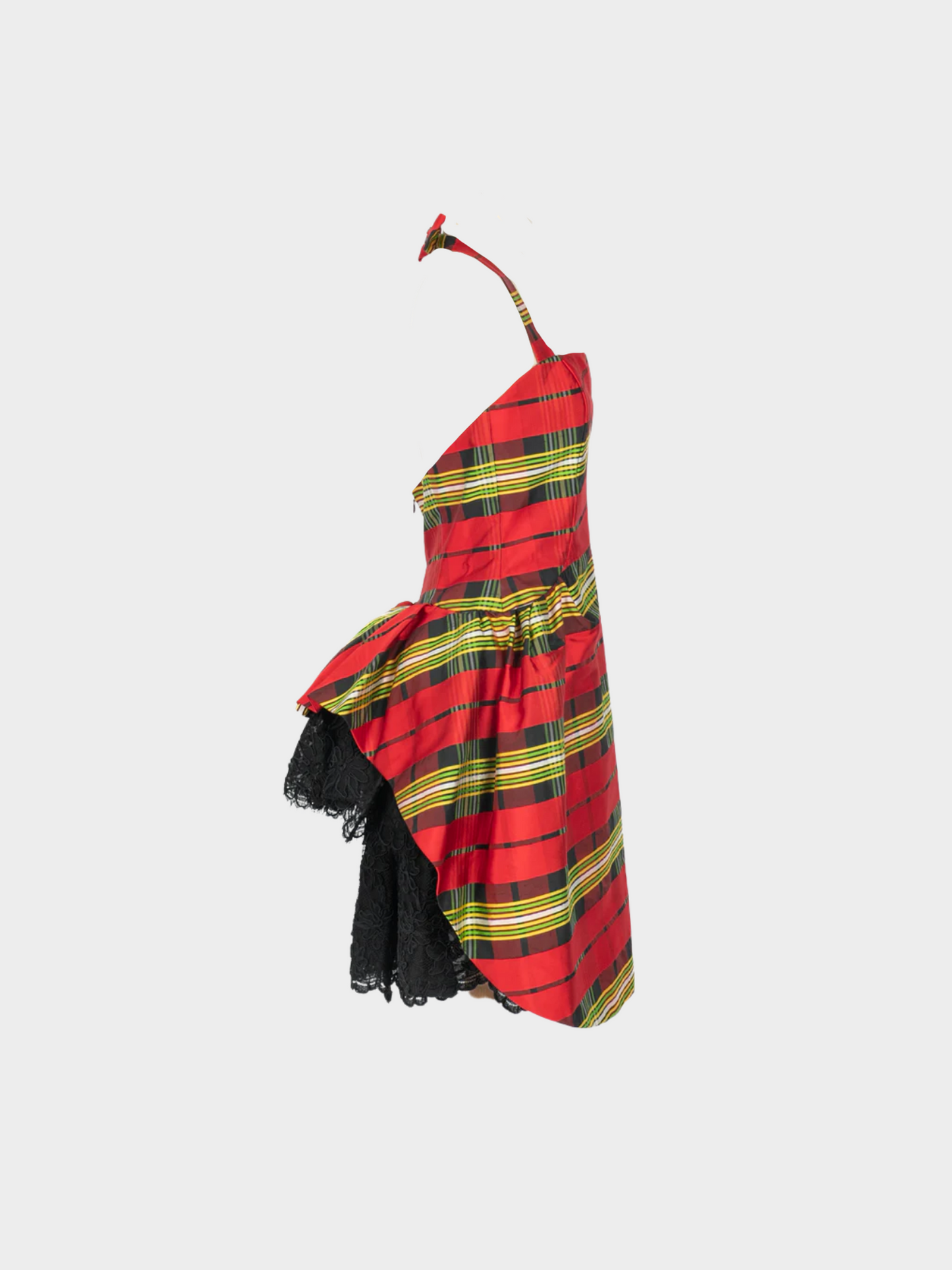 Christian Lacroix 1993 Red Plaid Midi Dress