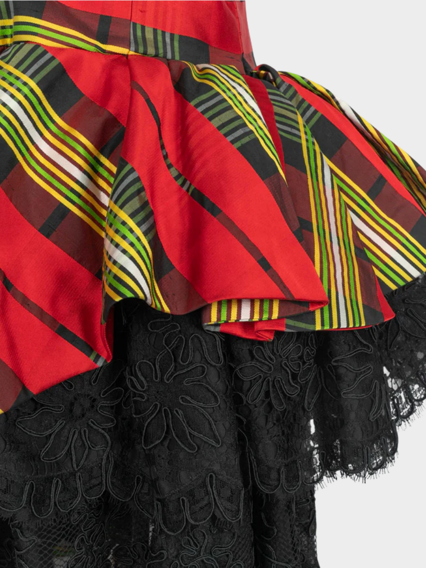 Christian Lacroix 1993 Red Plaid Midi Dress