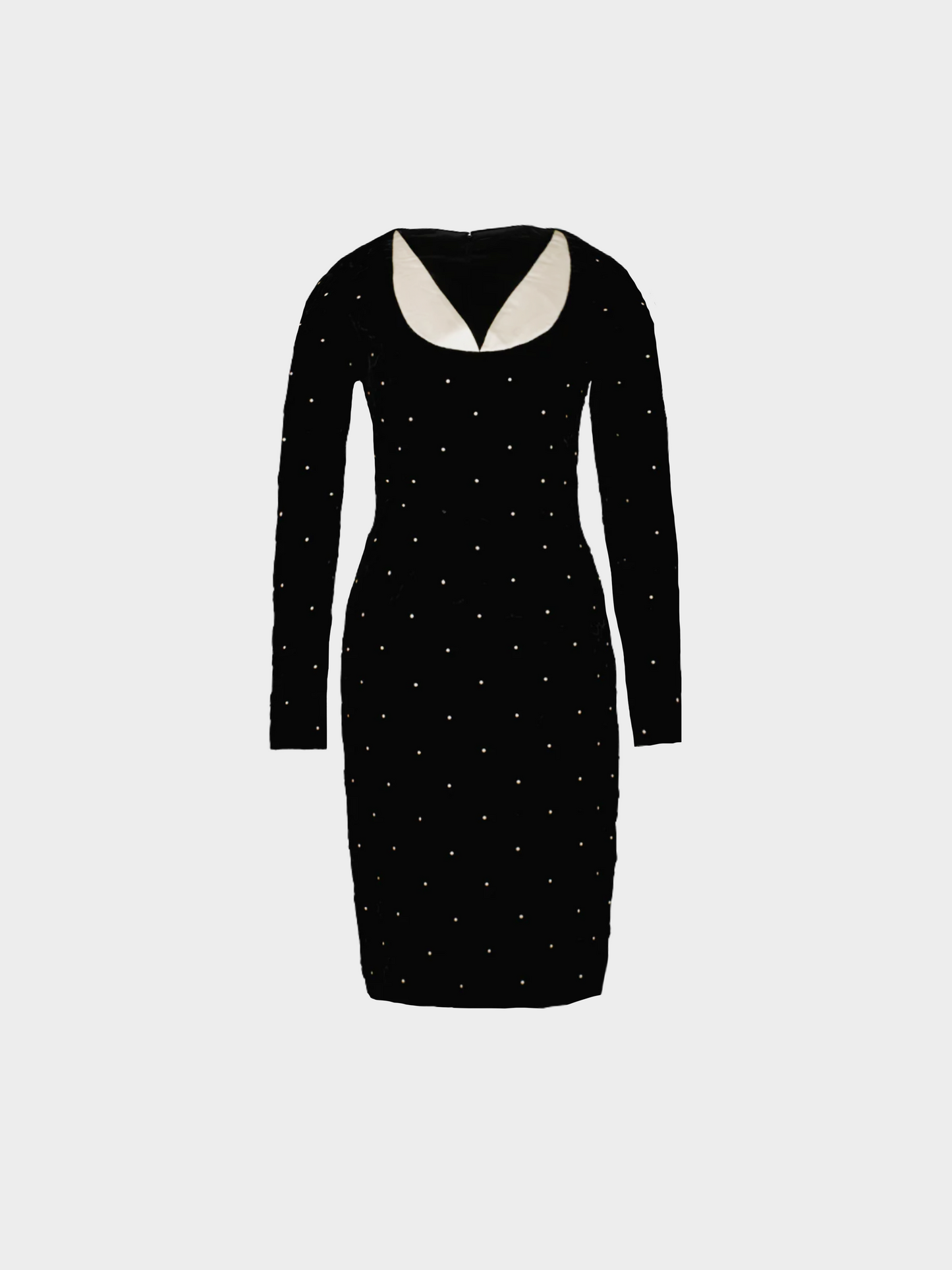 Lanvin 1990s Black Velvet and Pearl Dress