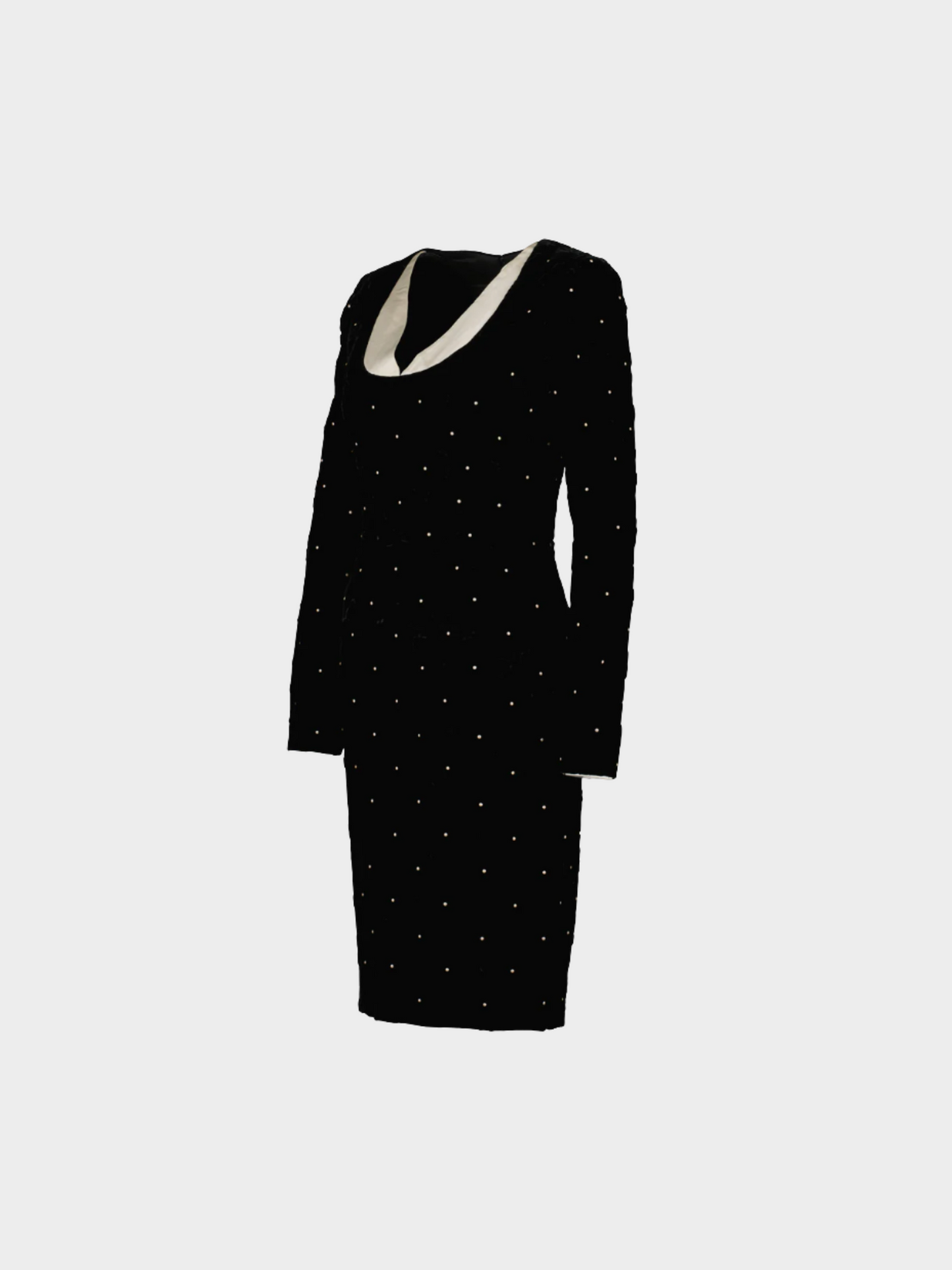 Lanvin 1990s Black Velvet and Pearl Dress