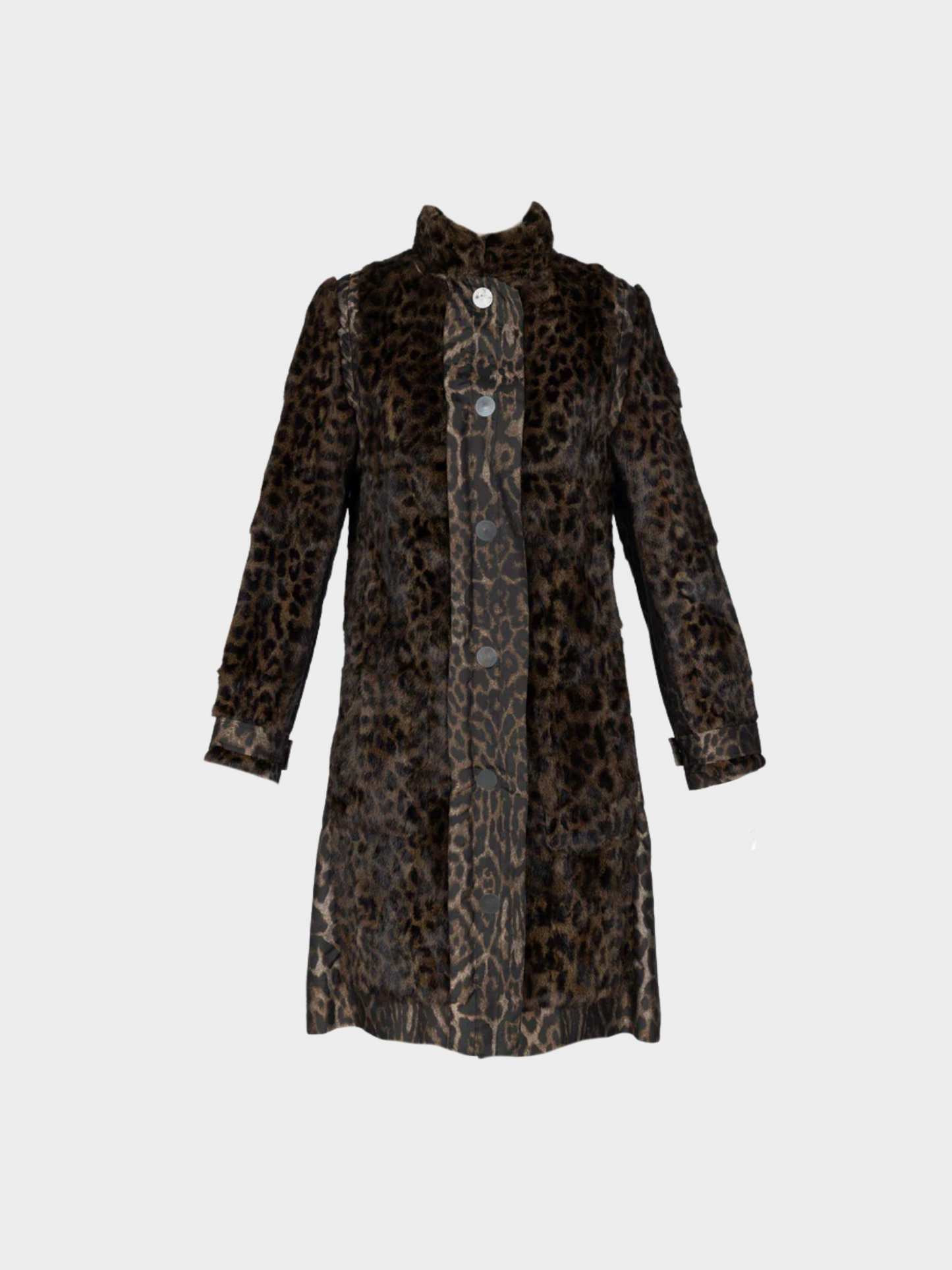 Lanvin by Alber Elbaz FW 2013 Leopard Fur and Taffeta Belted Trench Coat