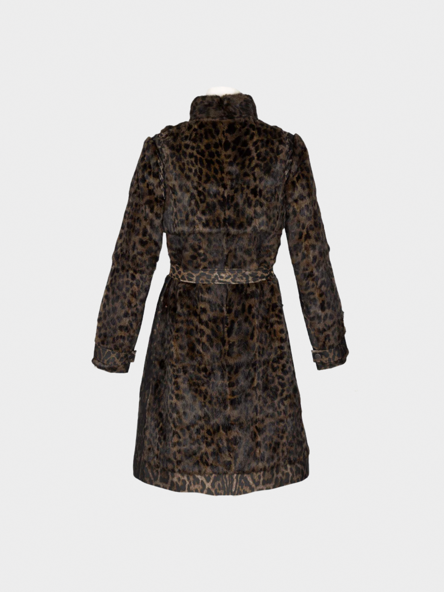 Lanvin by Alber Elbaz FW 2013 Leopard Fur and Taffeta Belted Trench Coat