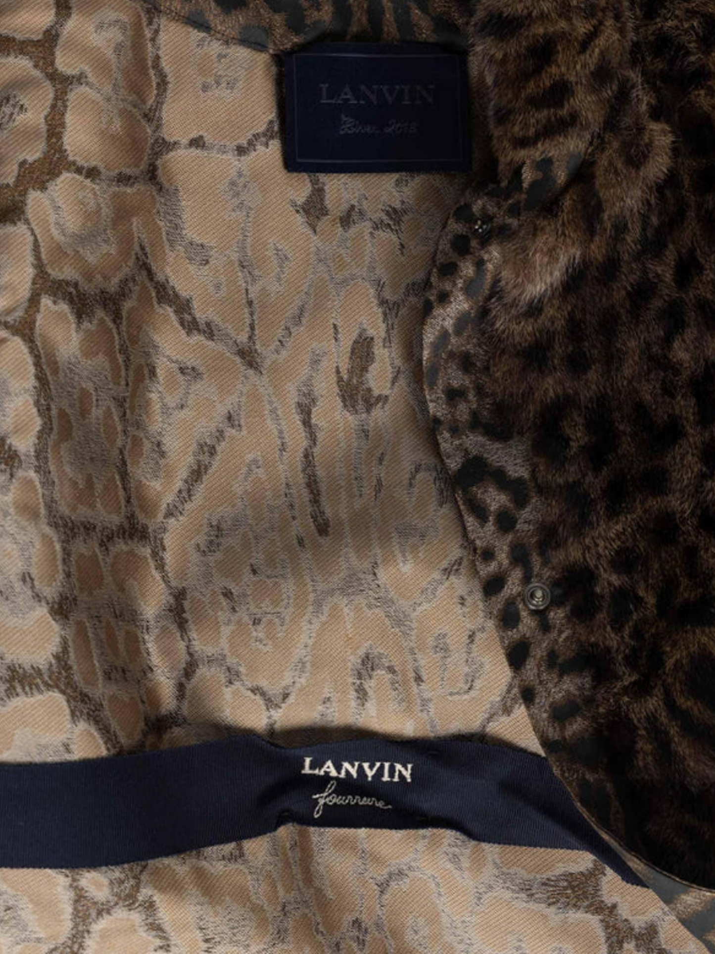 Lanvin by Alber Elbaz FW 2013 Leopard Fur and Taffeta Belted Trench Coat