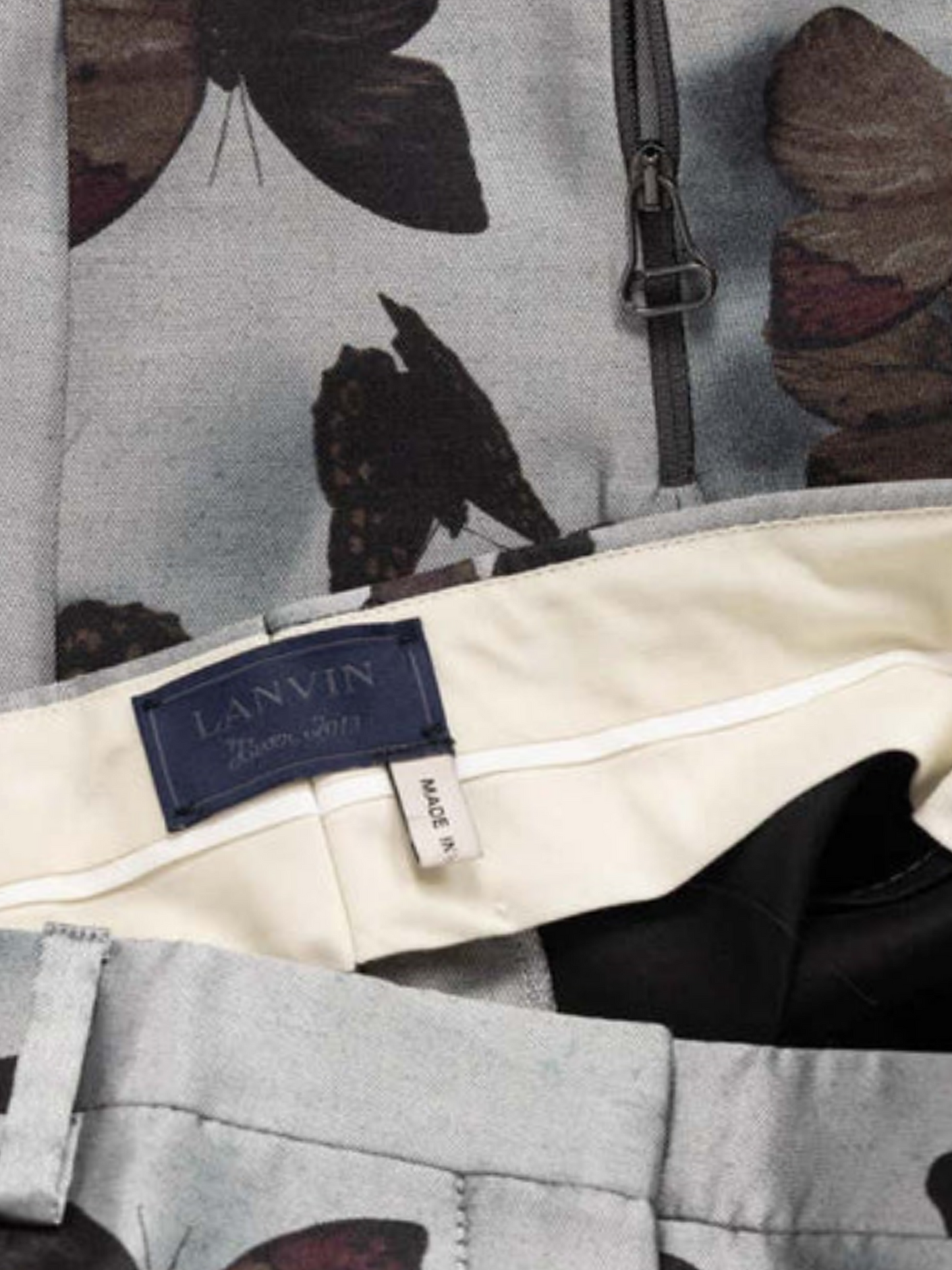 Lanvin FW 2013 Silver Silk Butterfly Pants