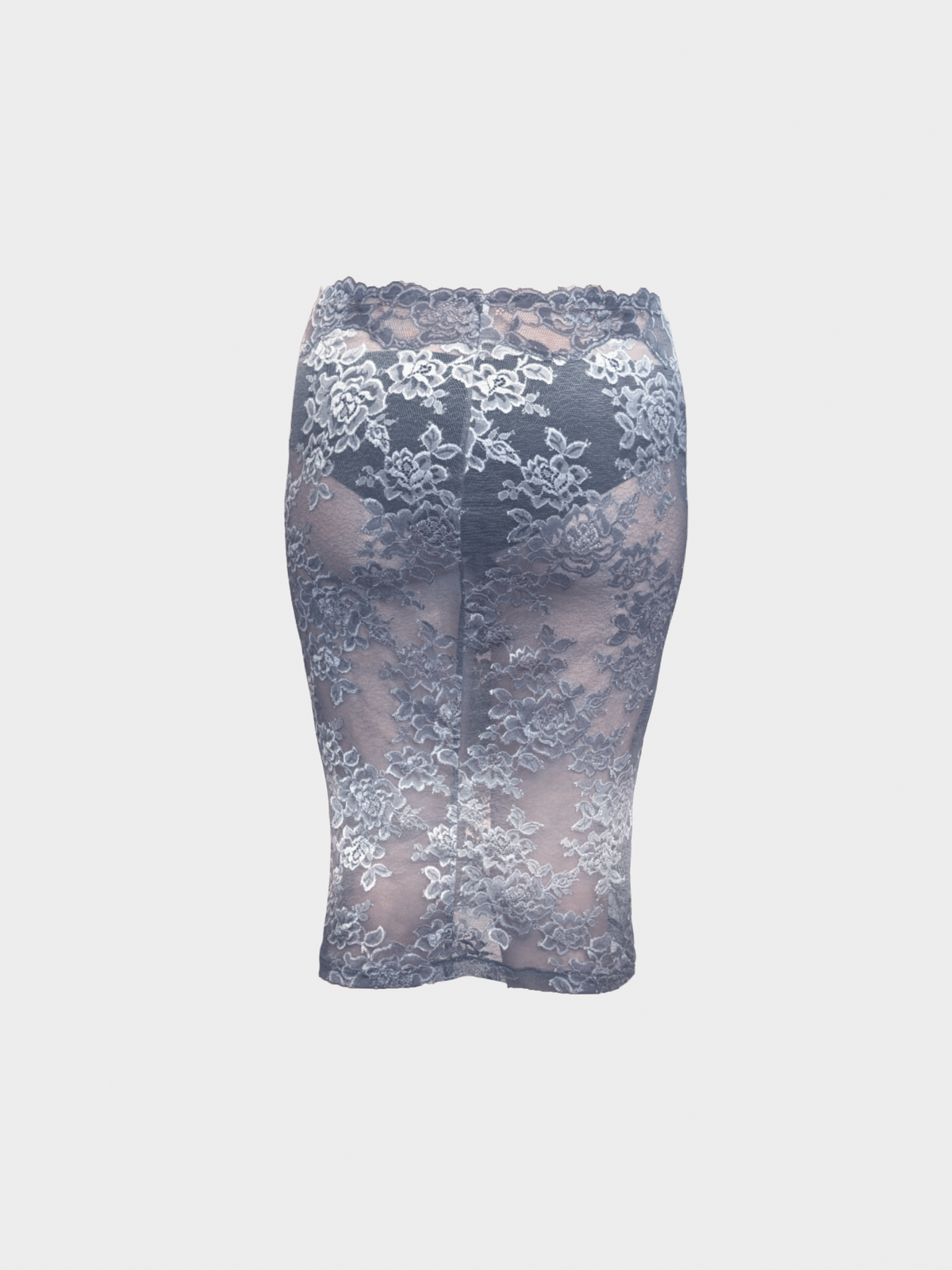 La Perla 2000s Blue-Gray Lace Pencil Skirt
