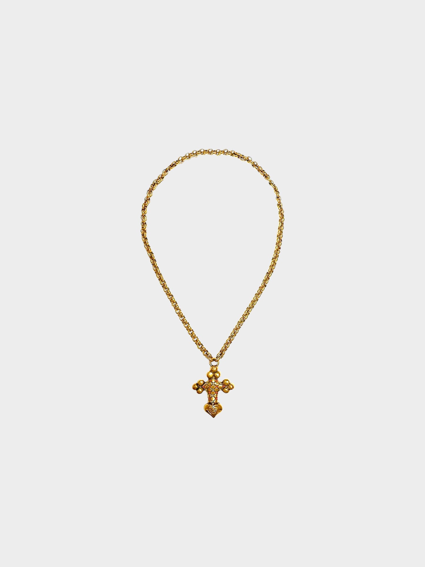 Loewe 2010s Gold Cross With Orange Beads Necklace